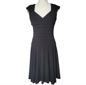 London Times Black Ruched Fit & Flare Midi Dress